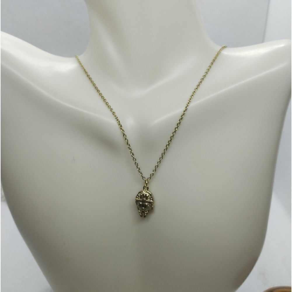 Gold tone nugget space‎ ship necklace
